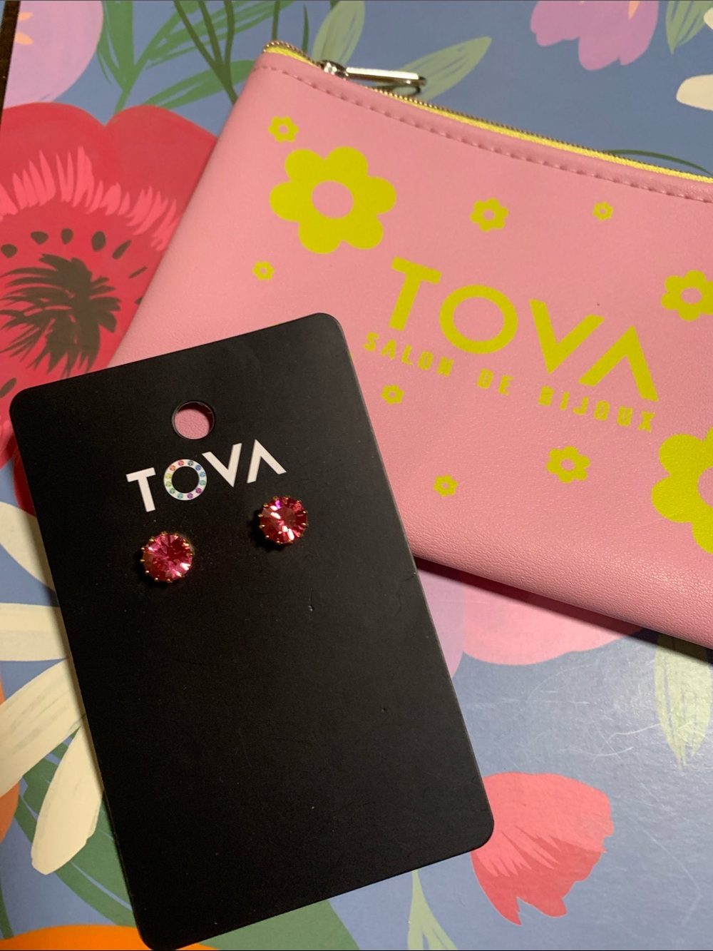 NWT TOVA CHRISLEY STUDS GOLD/ROSE CHAMPAGNE - Picture 5 of 16
